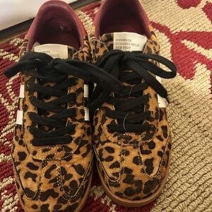 Steve Madden Leopard Print Sneakers with Burgundy Accents
